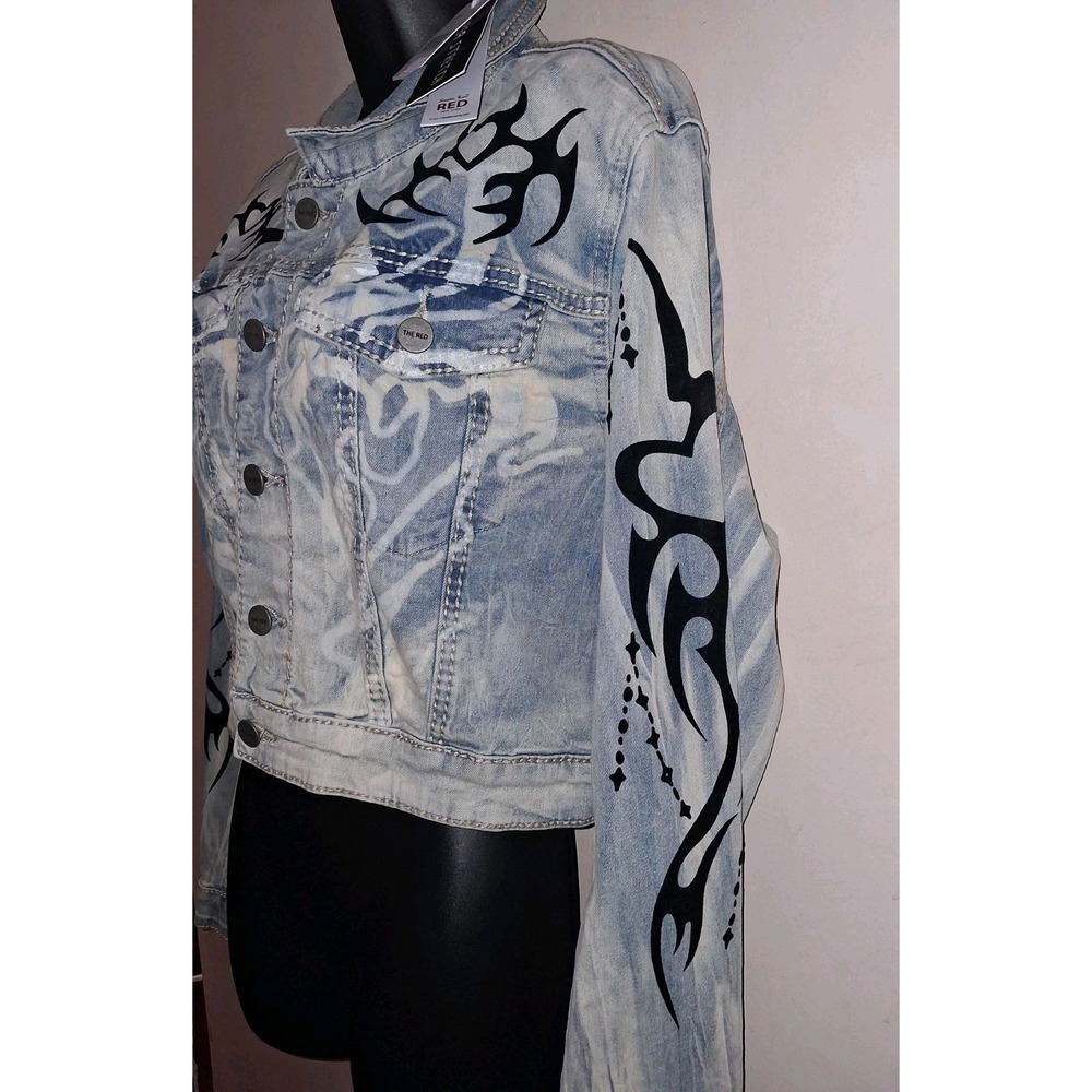 Women's Smoke Rise Olivia Heart Denim Jacket Size L - Picture 5 of 9